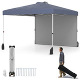 10 X 10 FT Gray Pop up Tent with Wheeled Bag and 1 Sidewall 09507160