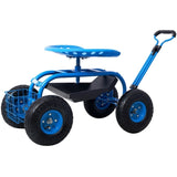 Rolling Garden Scooter Garden Cart Seat with Wheels and Tool Tray, 360 Swivel Seat,Blue--refurbished W465P225508