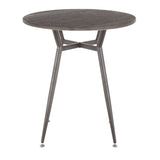 Clara Industrial Round Dinette Table in Antique Metal and Espresso Wood-Pressed Grain Bamboo by B202P223323
