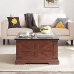 ZUN Farmhouse Coffee Table, Square Wood Table with Large Hidden Storage Compartment for Living Room, W2275P148554