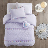 Tassel Comforter Set with Heart Shaped Throw Pillow Full/Queen B035P294223