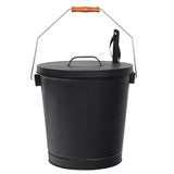 5 Gallon Black Metal Ash Bucket with Shovel Lid Handle For Fire Pits Wood Stove Fireplace 60114234