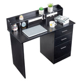 ZUN FCH 110*50*95cm Particleboard Paste Triamine Desktop Storage Layer Three Drawers Computer Desk Black 13565544