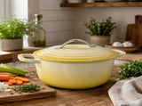 Stainless steel handle, 7.5QT, 7.1L round enamel pot, yellow gradient, includes gloves and 52174694
