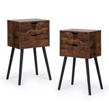 ightstand with 2 Drawers, Tables with Solid Wood Legs and Storage, End Table, Side Table, W2181P156142