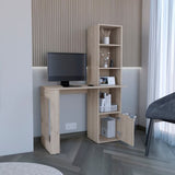 Writing Desk With Bookcase and Cabinet, Light Gray B097120595