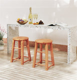 2 PCS 18-Inch Outdoor Wood Bar Stools Set 27100467
