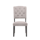 Beige and Weathered Grey Oak Tufted Back Side Chairs B062P182709
