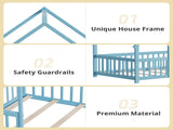 Full Size Floor Bed Triangle Roof Frame and Support Bed Slats, Montessori Kids Playhouse Bed 73003156