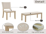 6 Piece Dining Table Set with Bench, Wooden Rectangular Kitchen Table Set with Bench and 4 16237770