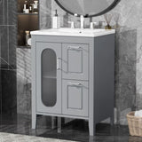 ZUN 24" Bathroom Vanity with Sink, Bathroom Vanity Cabinet with Two Drawers and Door, Adjustable Shelf, 21905360