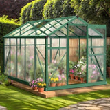 6x10ft Hybrid Polycarbonate Greenhouse Green 00080717