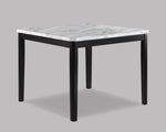 ZUN 1pc Transitional Counter-Height Dining Table Square Faux White Marble Table Top Black Base Wooden B011P261194