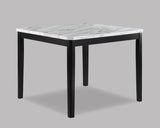 ZUN 1pc Transitional Counter-Height Dining Table Square Faux White Marble Table Top Black Base Wooden B011P261194