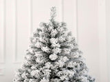7 FT Pre-lit Snow Flocked Christmas Tree, Artificial Hinged Xmas Pine Tree with 1000 Branch Tips, 95387815