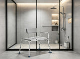 500 lbs Heavy Duty Tub Transfer Bench, Height Adjustable Shower Chair with Arms & Backrest 36562381