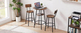 Round bar stool set with shelves, stool with backrest Rustic Brown, 23.6'' Dia x 35.4'' H W116294524