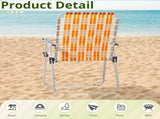 Set of 2 Webbed Folding Beach Chairs, Outdoor Patio Lawn Foldable Chairs for Camping Fishing Yard 42091416