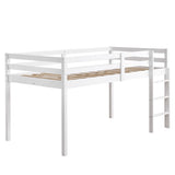Elevated Cross Bracing Straight Ladder Twin Pine Wooden Bed White 49261436