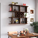 Large Wall Mounted 3 Tier Rustic Bottle Wine Rack,Multifunctional Wooden Wall Mounted Wine W331P277924