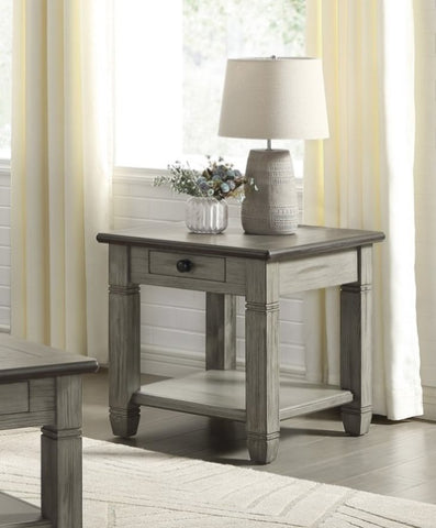 ZUN Coffee and Antique Gray Finish 1pc End Table with Drawer Bottom Shelf Wooden Living Room Furniture B011P175716