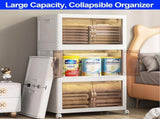 Premium 4 Tier Stackable Plastic Storage Bins with Lids - Foldable Closet Organizers and Storage 34218315