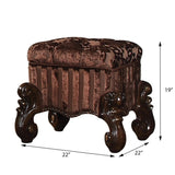 ZUN Brown and Cherry Oak Vanity Stool with Nailhead Trim B062P208999