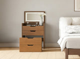 3-in-1 Vanity Desk with Lighted Mirror & Stool, Flip Top Makeup Dressing Table, Compact Storage for 70547750