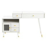 3-in-1 Vanity Desk with Lighted Flip-Top Mirror & Adjustable Cabinet, Makeup Dressing Table with N844P291656A