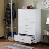 White 5-Drawer Chest with Single Handles B062P209028