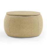 Round Storage Ottoman, 2 in 1 Function, Work as End table and Ottoman, Natural W48762888