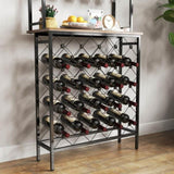 ZUN Industrial Wine Rack Bar Table, 3-Tier Liquor Bottle Glass Holder with Storage Shelves, Metal W2167P202388