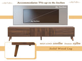 Mid Century TV Stand 2 Drawers, Media Console Table for TVs up to 80'', Entertainment Center N710P222772P