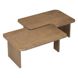 U-Can Modern Minimalist Coffee Table Set, Rectangle Coffee Table with Splicing Design, N724P232174D