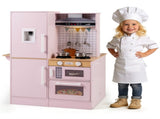 Pink Dual-Sided Kids Play Kitchen with Water Dispenser and Range Hood for 3 Years Old 10932704