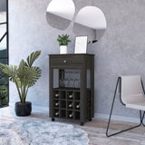 Espresso 1-Drawer 12-Bottle Wine Cabinet Carbon B06279977