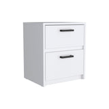 Nightstand 18"H , 2 Drawers with Metal Handles, White B097132931