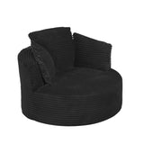 Compressible Corduroy Round Chair with Cushioned Backrest - Modern Comfort Seating for Living W2339P323616