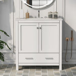 ZUN 30" White Bathroom Vanity Single Sink, Combo Cabinet Undermount Sink, Bathroom Storage Cabinet WF324043AAK