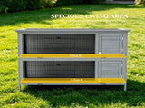 54" 2-Story Large Rabbit Hutch, Bunny Cage, Wooden Pet House, Small Animal Habitat, Gray with 46441239