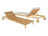 Riviera Outdoor Chaise Lounge with Wheels, Acacia Wood Frame N775P287338T