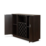 ZUN Espresso 2-Door Wine Cabinet with Stemware Rack B062P215513