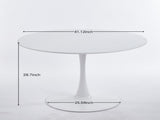 42.1" White Color Top Tulip Table, Mid-century Dining Table for 4-6 People - Round MDF Table Top W234P351011