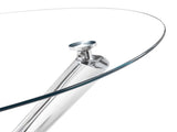 90*90*75cm Round Glass Dining Table Transparent Glass Table Leg Cross Design 73087134