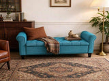 50 Inch End of Bed Storage , Button Tufted Bench with Rolled Arms & Wood Legs 62380519
