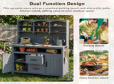 (With Assembly Video) Large Fir Wood Potting Bench, 45.3''L Multi-Functional Outdoor Patio N717P404332E