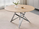 37Inch Round Dining Table, Small Round Kitchen Table With Silver Metal Legs, Suitable For 2 To 4 W3357P395501