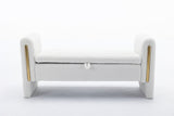 032-Teddy Fabric Storage Bench Bedroom Bench With Gold Metal Trim Strip For Living Room Bedroom W527122008