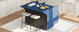 K&K 51.2"W 3D Wave Stripes Ash Veneer Island with Drop Leaf, Farmhouse N707P207915E