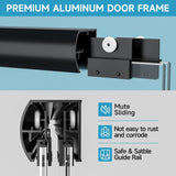 60" W x 57" H Aluminum Frame Double Sliding Shower Door, Soft-Close Matte Black Bathtub Door, 1/4" W3377P308205